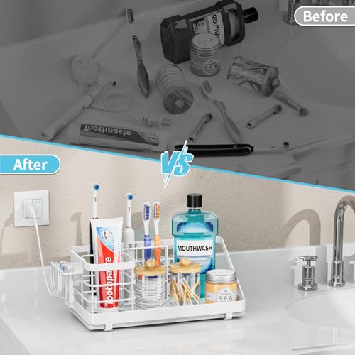 Toothbrush Holders Instant-Drying Organizer - Bathroom Countertop/Wall Mounted Electric Toothbrush Holder - Toothbrush Head Toothpaste Holder, Bathroom Counter Organizers and Storage, White - color: White