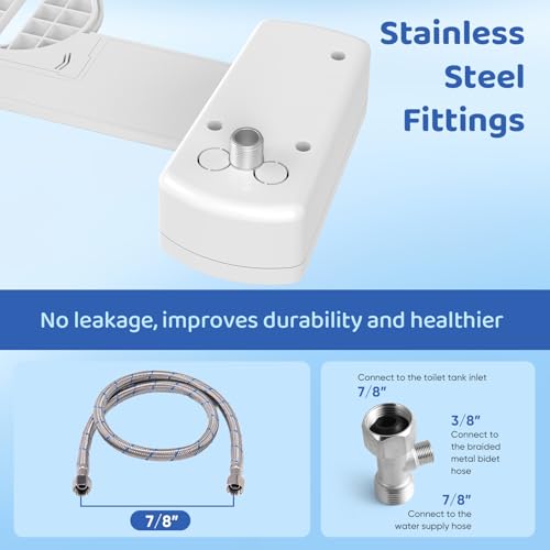 Bidet Attachment for Toilet Seat, Ultra Slim | Easy Control | Adjustable Water Pressure | Non-Electric Self-Cleaning Dual Nozzle | Cold Water Bidet for Frontal & Rear Wash, Bamboo Knob
