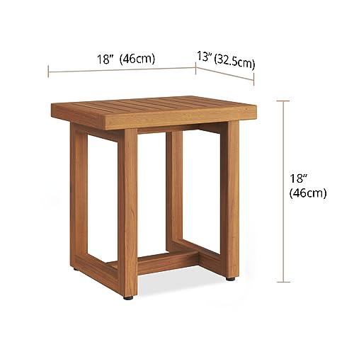 AquaTeak The Original 18" Spa Teak Shower Bench | Durable, Water-Resistant Teak, Shower Chair & Shaving Foot Rest, Indoor/Outdoor Use - size: A. Bench