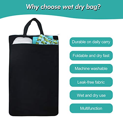 wegreeco Large Reusable Hanging Wet Dry Cloth Diaper Bag (Black) - color: Black