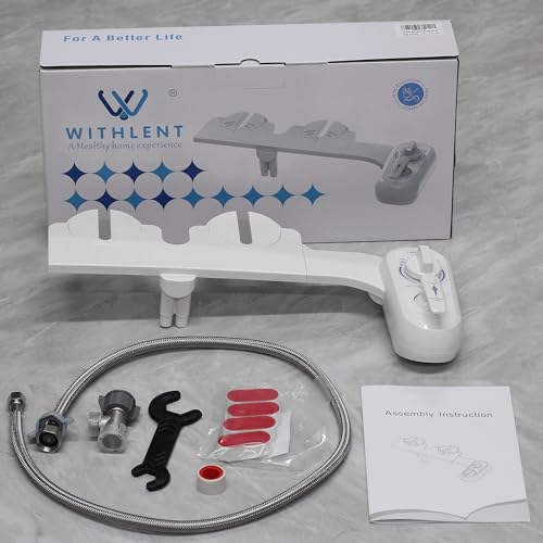 Left Hand Bidet Attachment for Toilet - Control Panel on Left Side - Self-Cleaning Dual Nozzle for Front and Rear Wash,Non-Electric Adjustable Water Pressure, Water Bidet Toilet Seat Attachment - color: White handle