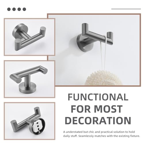Angle Simple Double Towel Hook, SUS304 Stainless Steel Bathroom Robe Hook for Wall, Hand Towel Holder, Gunmetal Gray - color: Gunmetal Gray, size: 1 Pack