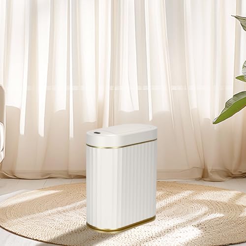 SYNCVIBE Bathroom Sensor Trash Can, 2 Gallon, Butterfly Lid, White Gold | Automatic Garbage Can, IPX5 Waterproof Slim Trash Bin, Under-Counter Wastebasket for Bedroom, Ling Room and Kitchen - color: Golden