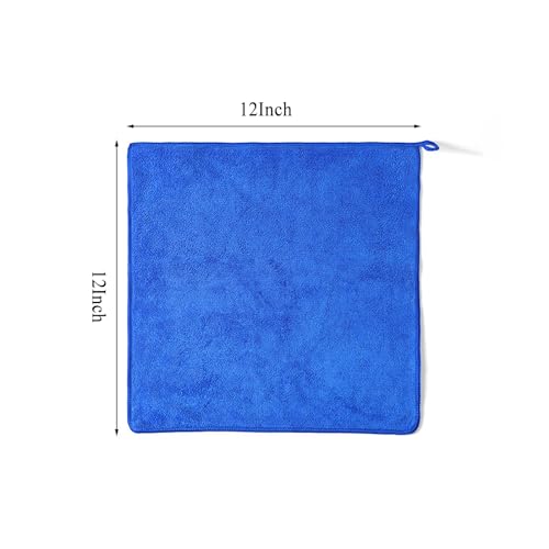 Premium Microfiber Cleaning Cloths, Ultra Absorbent Lint-Free Towels for Kitchen, Glass, Car Care, Stainless Steel & Household Cleaning, 400 GSM, 12" x 12" - color: Blue