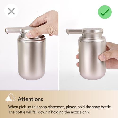 LAOPAO Automatic Soap Dispenser, Rechargeable Touchless Foaming Hand Soap Dispenser for Bathroom, Soap Pump for Kitchen, Water-Resistant, Xmas Gift 10oz, Light Silver, Plastic - color: Foam