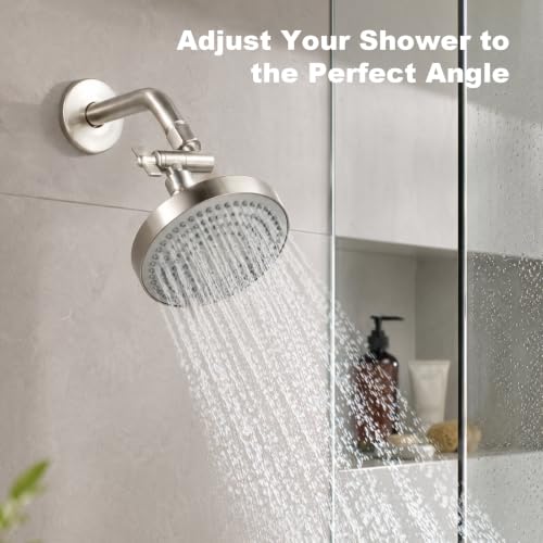 OFFO Shower Head Extension Arm, 2.4 in Shower Extension Arm with Locking Nut, Adjustable Height and Angle Shower Arm, Universal G1/2 Connector for Fixed and Handheld ShowerHead, Brushed Nickel - color: Brushed Nickel, style: 2.4 in