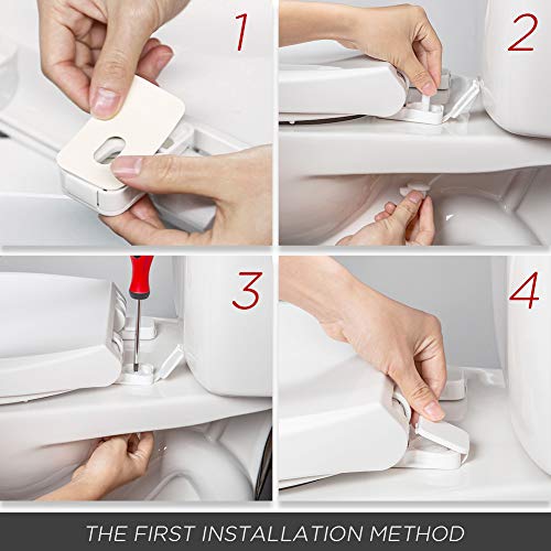 Round Toilet Seat with Lid, Slow Close Seat, Plastic, White | Quiet Close, Easy to Clean, Fit All Standard Round Toilet, Two Sets of Parts, High-Strength PP Plastic