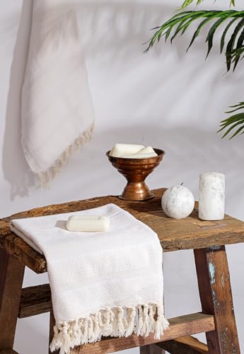 DEMMEX Organic Turkish Hand Towels for Bathroom – 100% Oeko-TEX Certified Turkish Cotton, Quick Dry, Lightweight Kitchen & Travel Towels, Diamond Weave, Large 18x36 Inches, Set of 2, White - color: White