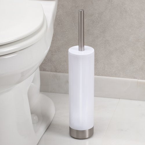 iDesign Slim Toilet Bowl Brush and Holder for Bathroom Storage - White/Brushed Stainless Steel, 1 x Toilet Brush | Bathroom Storage - color: White, style: Bowl Brush