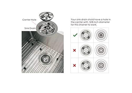 KANARY Stainless Steel Sink Strainer with Rubber Stopper(2-Pack, Stainless Steel) - color: Chrome, size: 2-pack