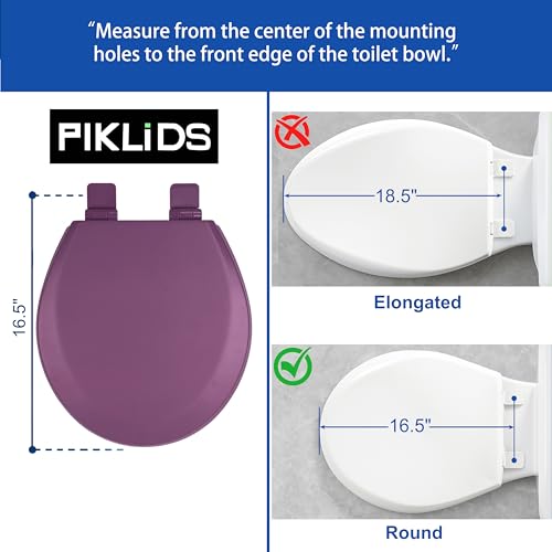 Toilet Seat, Slow Close, Soft Touch, Ultra-Smooth Matte Finish (No Orange-Peel Texture), Premium Moulded Wood, Quick Release, PIKLiDS (Purple, Round) - color: Purple, size: Round