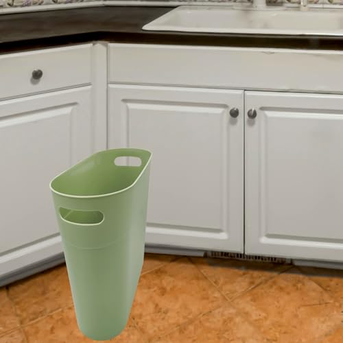 ROYFACC Small Trash Can Plastic Bathroom Wastebasket 3.2 Gallon Slim Garbage Container Bin with Handle for Home Kitchen Bathroom Bedroom Office, 2 Pack (Green) - color: Green