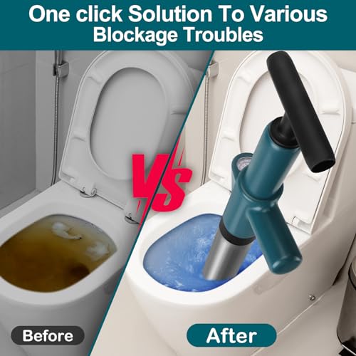 Vertdens Toilet Plunger,Toilet Plunger Air Drain Blaster, High Pressure Drain Plumb Plunger Gun,High Pressure Air Drain Blaster Gun with Real-Time Barometer,Stainless Steel Air Plungers