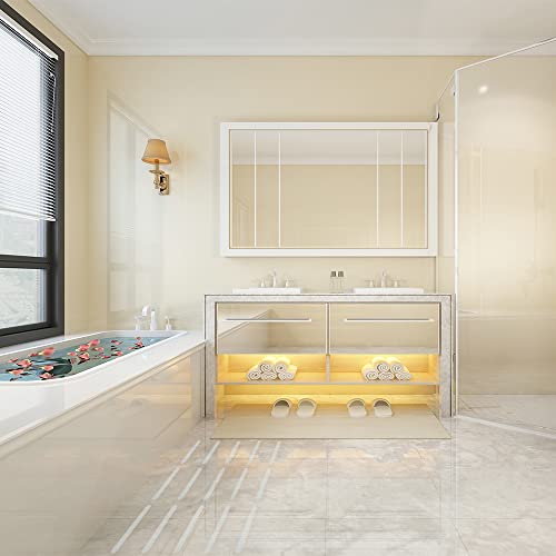 58PCS Bathtub Non Slip Stickers, Adhesive Decals with Scraper | for Bath Tub Stairs Ladders Shower Room, Blue, Made of PEVA, S-shaped, Flower-shaped and Longer Strips Stickers - color: Blue