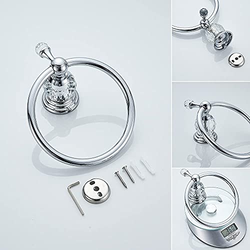 WOLIBEER Crystal Towel Hook, Chrome Towel Ring Toilet Paper Holder Hand Towel Holder Tissue Roll Paper Holder Towel Hanger Silver Bathroom Accessories 2 Pieces Wall Mounted - color: Chrome