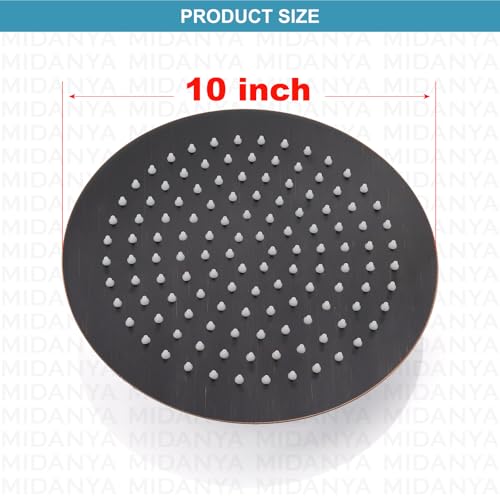 Midanya Round Rain Shower Head,High Pressure,Oil Rubbed Bronze 10 Inch | 360°Swivel,Ceiling or Wall Mount,Waterfall Full Body Coverage,Bathroom Remodel,Stainless Steel Large Rainfall Shower Head - color: Bronze, size: 10 Inch