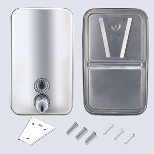 Commercial Soap Dispenser Wall Mount Stainless Steel, 34 fl.oz. | 1000ml Manual Liquid Pump Rust-Proof Leak Free for Bathroom - size: 34 fl oz
