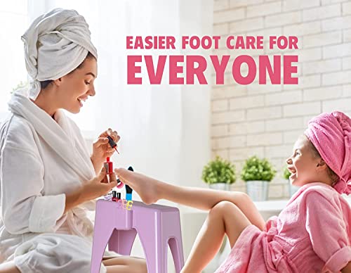 Skywin Extra Tall Shower Foot Rest with 3 Pockets to Hold Shaving Essentials 10 x 7.8 x 13 Inches - Extra Heighted Plastic Pedicure Foot Rest - Shower Stool for Shaving Legs (Pink) - color: Pink