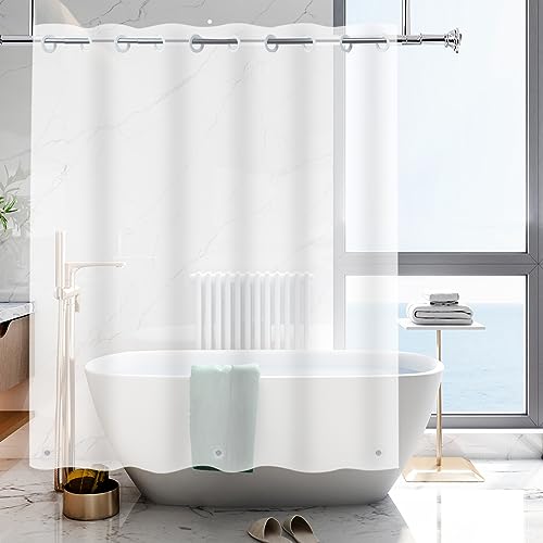 Shower Curtain Liner Frosted 72x74 No Hooks Heavy Duty for Bathroom | PEVA Plastic Vinyl Waterproof Heavy Duty Bathroom Curtain Hook Free Shower Liner with bottom Magents - color: Frosted, size: 72"W x 74"L (Pack of 1)