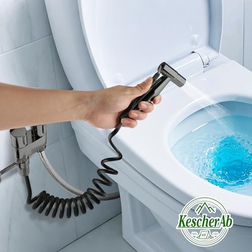 Handheld Toilet Bidet Sprayer for Toilet | Adjustable Water Pressure Control with Complete Bidet Spray Hoses Kit for Feminine Wash, Cloth Diaper Sprayer for Baby Wash - color: Gray