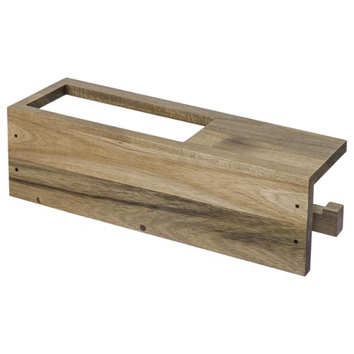 MyGift Wood Toilet Paper Holder with Magazine Rack, Bathroom Magazine Holder Wall Mounted, Durable & Functional, Premium Acacia