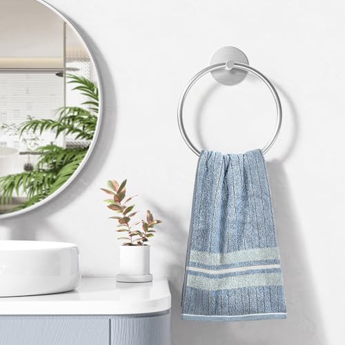Nickel Brushed Bathroom Towel Ring - SUS304 Stainless Steel Bathroom Towel Rack, Susswiff Adhesive Wall Mounted Hand Towels Holder, Towel Hanger for Bathroom Organizer, Kitchen Storage - color: Nickel Brushed