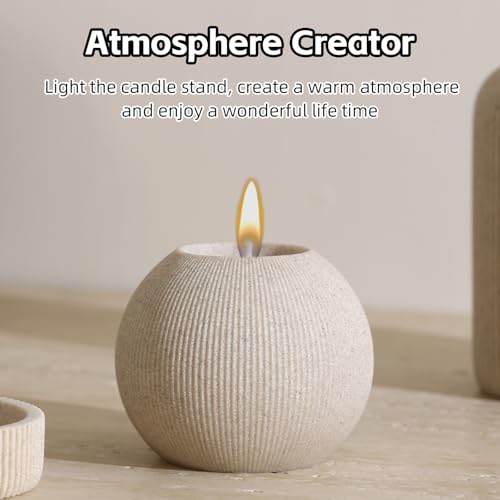 Bathroom Accessories Set, 5 PCS Modern Bath Organizer, Beige | Sandstone Look, Stripe,13.53 OZ Soap Dispenser,Toothbrush Holder,Tumbler,Soap Dish,Candle Holder for Countertop Kitchen Sink - color: Beige