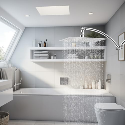 Hibbent All Metal 10'' Shower Head Extension Arm, Chrome | Solid Brass Adjustable Shower Arm with Lock Joint, Flexible Height & Angle, Universal Connection Shower Head Extender - color: Chrome, size: 10 Inch