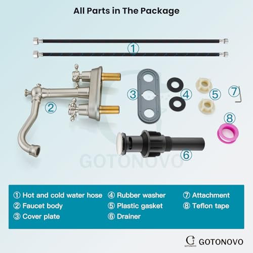 gotonovo 4 Inch Centerset Bathroom Faucet 2 Cross Handles Deck Mount 2 Hole Lavatory Vanity Utility Mixer Tap with Water Supply Hoses and Pop Up Drain RV Farmhouse, Brushed Nickel - color: Brushed Nickel