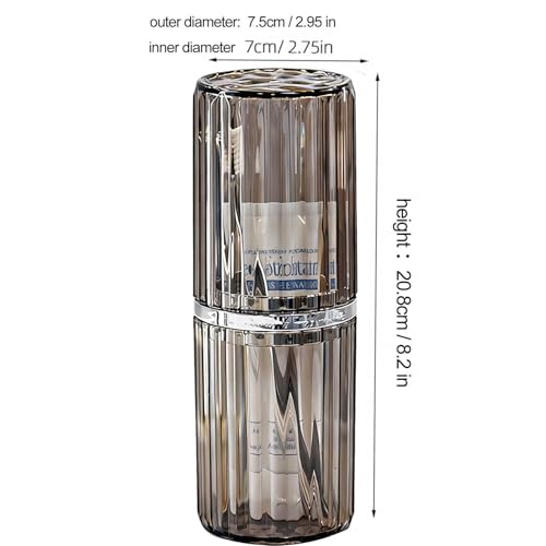 2-in-1 Toothbrush Travel Case with Rinse Cup - color: Clear Grey