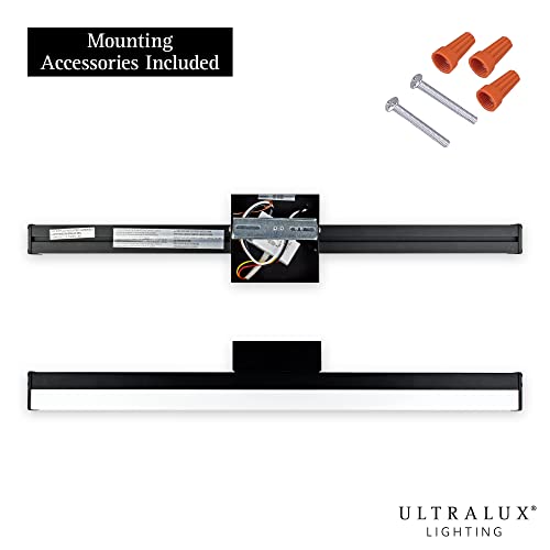 Ultralux Slim LED Vanity Light Bar - Wall Mounted, TRIAC Dimmable, Modern Bathroom Mirror Light - 14.5 W, 3000K (24 inch - 1 Pack, Black) - color: Black