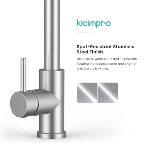 Pull-Down Kitchen Faucet, Brushed Nickel | 304 Stainless Steel,10-Min DIY Install,23-Inch Pull-Down Hose,2-Function Spray,360° Swivel Spout - color: Brushed Nickel, size: 15.2 Inches