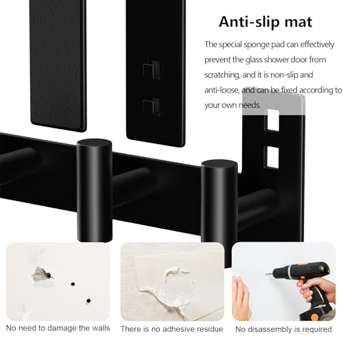 WUIVIUT Door Towel Rack, Wooden Door Metal Hook, Heavy-Duty Storage Clothes Hanger, Outerwear Backpack (4 Hook, Fits 1-3/4'' Thick) - size: T Shape 4 Hook, Black
