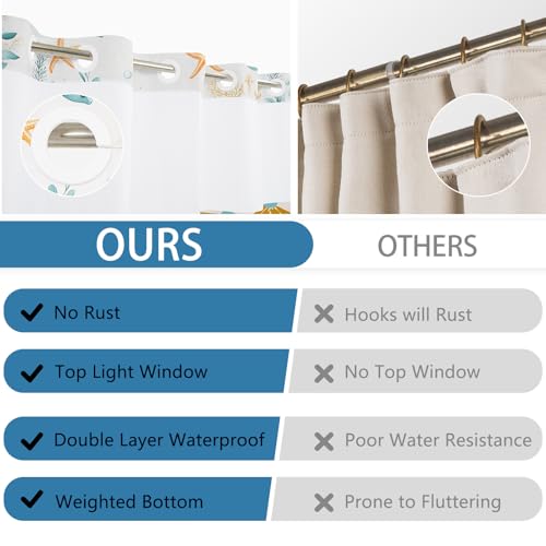 Hook-Free Ocean Shower Curtain with Translucent Top Window, Shower Curtain with Snap in Liner and Weighed Hem, Waterproof Bathroom Shower Curtains, Ocean Themed Bathroom Decor, 71x74 Inch - color: Enchanted Undersea