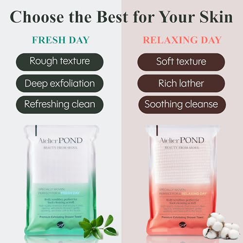 Korean Exfoliating Washcloth – Exfoliating Shower Towel Body Scrub Cloth for Deep Cleansing, Dead Skin Removal & Smooth Skin (Fresh Green – Deep Exfoliation) - color: Green1