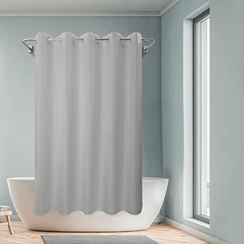 River Dream No Hook Hotel Cloth Grey Shower Curtain Soft Microfiber & Waterproof - Fabric Shower Curtain or Liner, Washable & Bottom Magnets, Gray, 71x74 - color: Grey, size: 71"W x 74"L (Pack of 1)