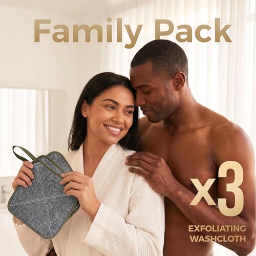 ZOMCHI 3 Pack Exfoliating Washcloth, Premium Facial and Body Wash Cloths with Softness and Scrubbing Two Sides, Bath Cloths for Women and Men (Smoke) - style: Smoke, 3 Pack