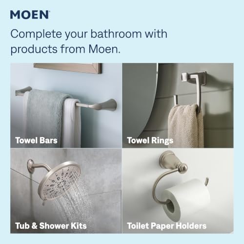 Moen Laris Spot Resist Brushed Nickel One-Handle Single Hole Modern Bathroom Sink Faucet with Optional Deckplate and Spring Loaded Drain Assembly, 84014SRN - color: Spot Resist Nickel