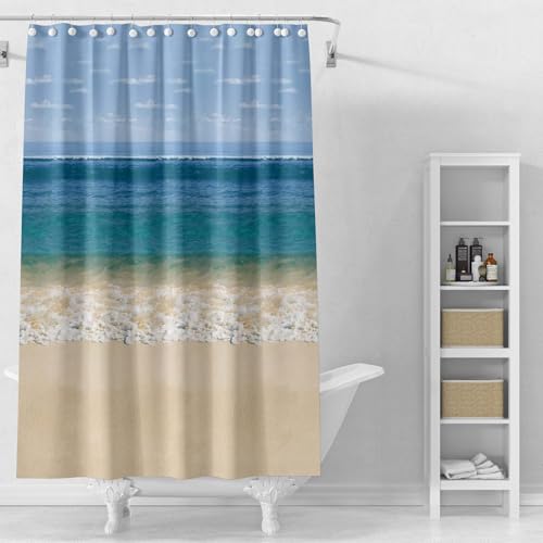 Plastic Shower Liner - Premium PEVA 4G Shower Curtain Liner with Rustproof Grommets and 3 Weighted Magnets, Waterproof Shower Curtain for Bathroom (Beach, 72”*72”) - color: Beach, size: 72”*72”
