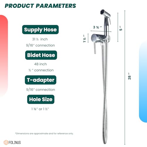 Handheld Bidet Sprayer for Toilet Warm Water Mounted on The Bathroom Vanity,Stainless Steel Hot and Cold Bidet Sprayer with Brass Mixing Valve for Feminine Hygiene (Chrome) - color: Chrome
