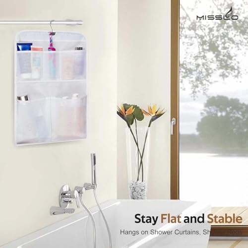 MISSLO Shower Caddy Organizer 5 Pockets Roll up Hanging Bathroom Accessories Storage for Camper, RV, Gym, Cruise, Cabin, College Dorm Shower, Small