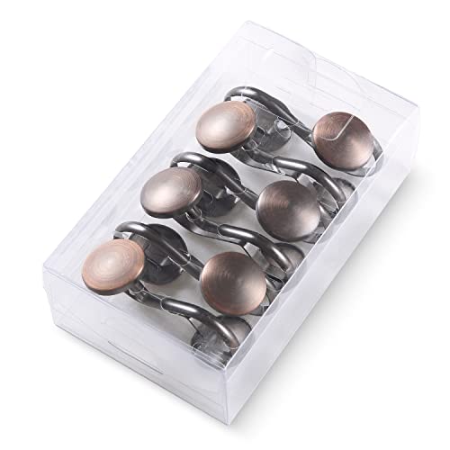 Bronze Shower Curtain Hooks, Rustproof Shower Hooks for Shower Curtain Bathroom, ZESLMG Oil Rubbed Decorative Shower Rings for Shower Curtain Rod Hangers, Thread Shape Design Set of 12
