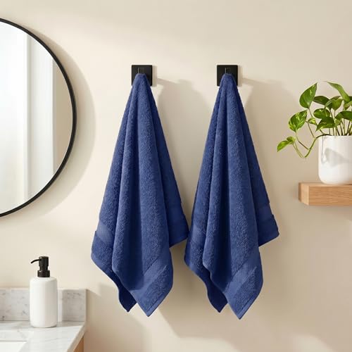 Sofea Hand Towels 6 Pack (16 x 28 Inches) 100% Cotton Bathroom Towels, Soft Absorbent Quick Dry Hand Towels for Bathroom Kitchen - color: Navy Blue