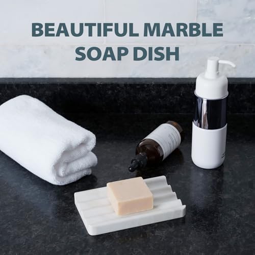 Soap Holder, Marble Soap Dish for Shower, Bar Soaps Holder with Water Ripple Design, Easy Cleaning Soaps Saver for Kitchen Sink,Bathroom, Executive Greek Natural Stone Tray(Agiax) - color: Agiax