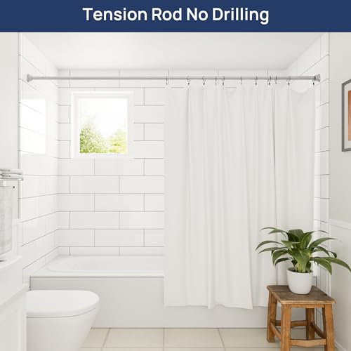 ENJOYBASICS 2 Pack Tension Curtain Rod, 32-78" Adjustable, Stable, Nickel | Secure Hold with Strong Spring & Non-Slip Ends, No-Drill, No Tools, Sag-Resistant, Waterproof, Fits Windows, Showers & Closet - color: Nickel, size: 32-78"