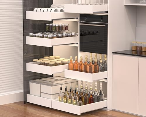 MyLifeUNIT Wood Pull Out Drawer for Cabinet Pre-Assembled, 14" W x 21" D | Soft Close, Full Extension Pull-Out Cabinet Organizer Shelf, Slide Out Drawer for Kitchen Cabinet, Easy Bottom Installation - size: 14"W x 21"D x 4.3"H