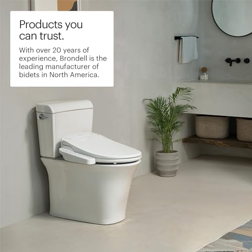 Brondell SE400-RW Swash SE400 Electric Bidet Toilet Seat With Heated Seat, Oscillating Stainless Steel Nozzle, Warm Air Dryer, Night Light, Gentle Close Lid, White Side Arm Control, Round - style: Round