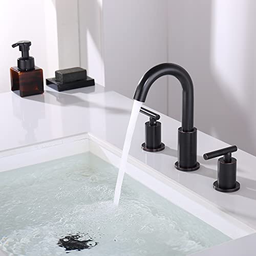 ChiLDano Oil Rubbed Bronze Bathroom Faucets with Pop Up Drain& Supply Hose | Bronze 3 Piece Bathroom Faucet for Sink 3 Hole, Widespread Vanity Sink Faucet 2 Handles, Pedestal Sink Faucet 3 Hole - color: Oil Rubbed Bronze