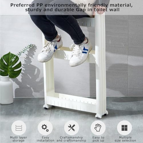 3.54 Slim Storage Cart Durable Bathroom Organizer Slide Out Storage Cart Rolling Utility Cart Slide Out Organizer Narrow Shelf Rack for Kitchen Bathroom Study Office - size: 3 Tiers