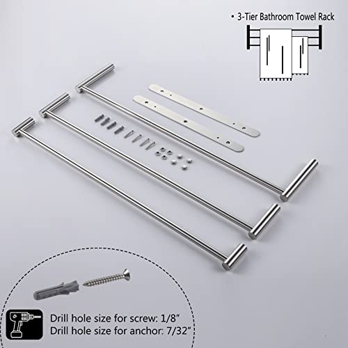 KOKOSIRI Bath Towel Bars Stainless Steel Bathroom 3-Tiers Ladder Towel Rack Wall Mount Towels Shelves, Brushed Nickel, B5002BR-L24 - color: Brushed, size: 24-Inch